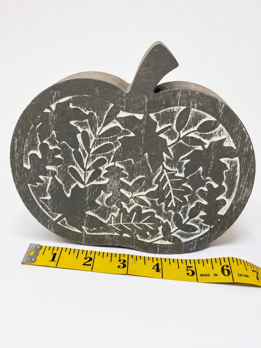 Gray Pumpkin Leaf Design Fall Tabletop Decor